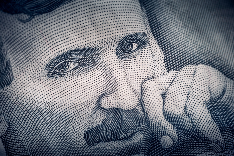 l engineer, mechanical engineer, financial, serbian dinar, human face, banknote, electrical engineer, close up, money, young women, nikola tesla, physicist