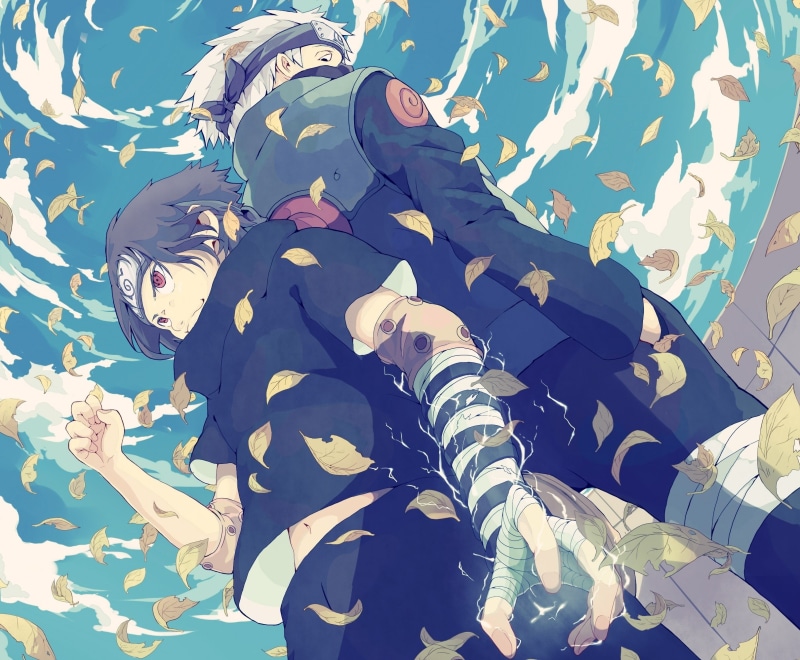 1080P, windy, leaves, sasuke, Naruto: Shippuden, bandages, anime, kakashi, hatake, uchiha, naruto, hd, Uchiha Sasuke, art, Clouds, Sharingan, shippuden