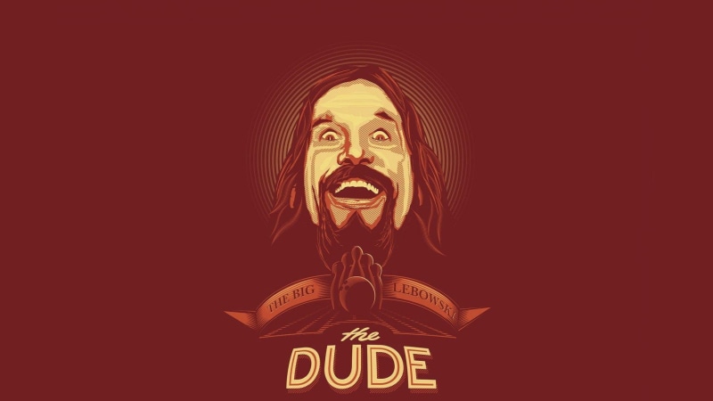 copy space, The Big Lebowski, The Dude, communication, mask, mask - disguise, emotion, spooky, text, representation, no people, red, negative emotion, indoors
