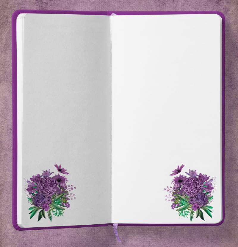 blank, booklet, violet, greeting card, flowers, purple, girl, teenager, love, directly above, flower, plant, no people, deco, publication, flower arrangement