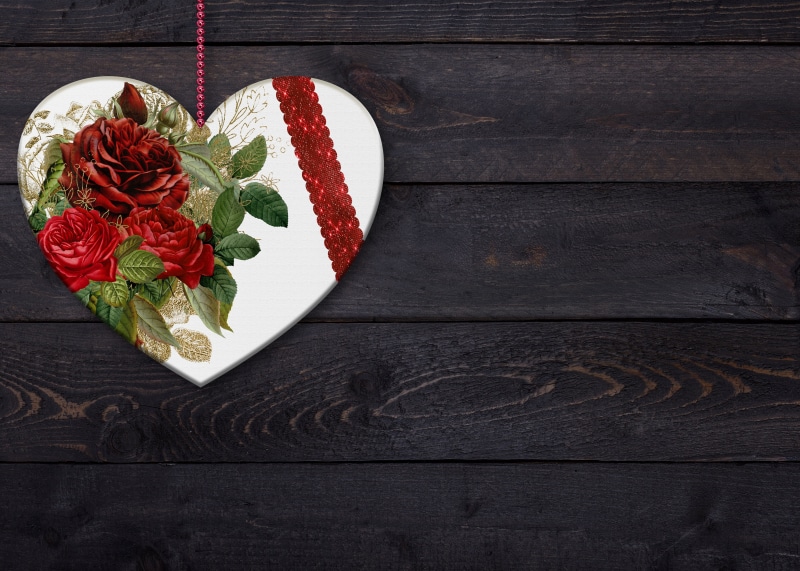 beauty in nature, table, rose - flower, greeting, gold, food, copy space, noble, high angle view, texture, wood - material, indoors, still life, romantic