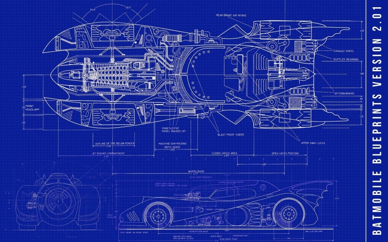 car, Batmobile, Batman, 1080P, blueprints, vehicle, sketches, Batman cars
