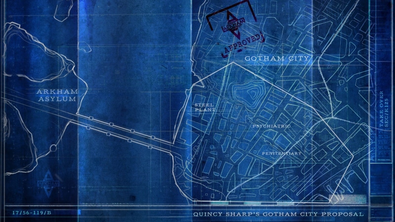 arkham, blueprint, blue, gotham, hd, video games, 720P, batman, city