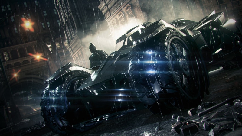 batmobile, video games, dc, batman, rain, hd, 1080P