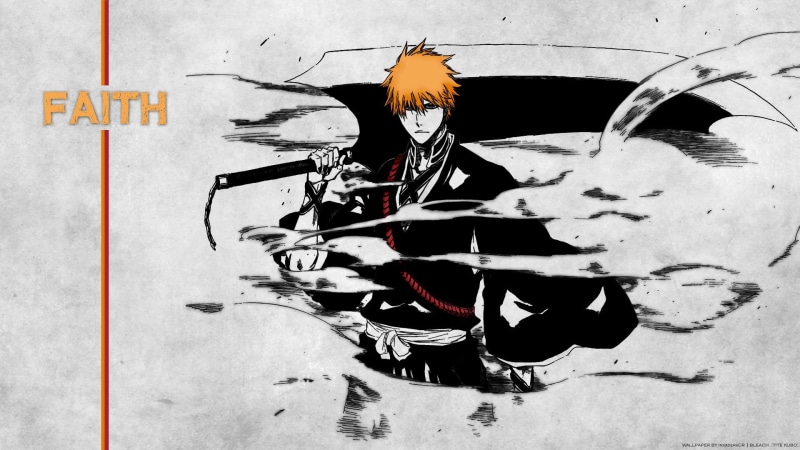 Black, Cool, ichigo, 1080P, kurosaki, art, bleach, hd, crayon, anime