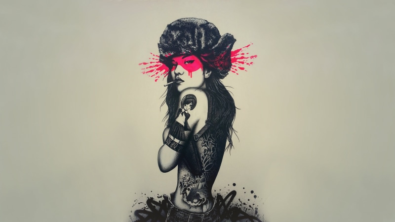 headdress, close-up, creativity, smoking, digital art, fashion, people, wearing, flower, costume, women, illustration, one Person, art and craft, females