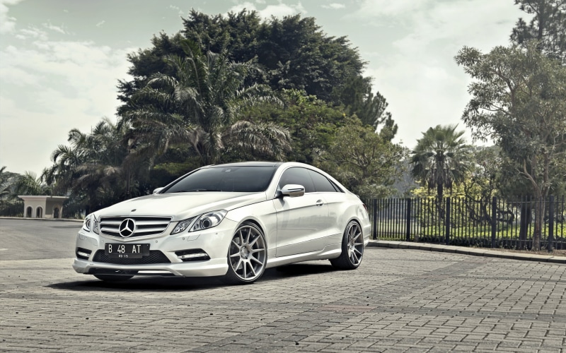 travel, tree, car, day, auto, cloud - sky, Mercedes-Benz E-Class Coupe, growth, Mercedes, tropical climate, motor vehicle, plant, transportation, 2K, white