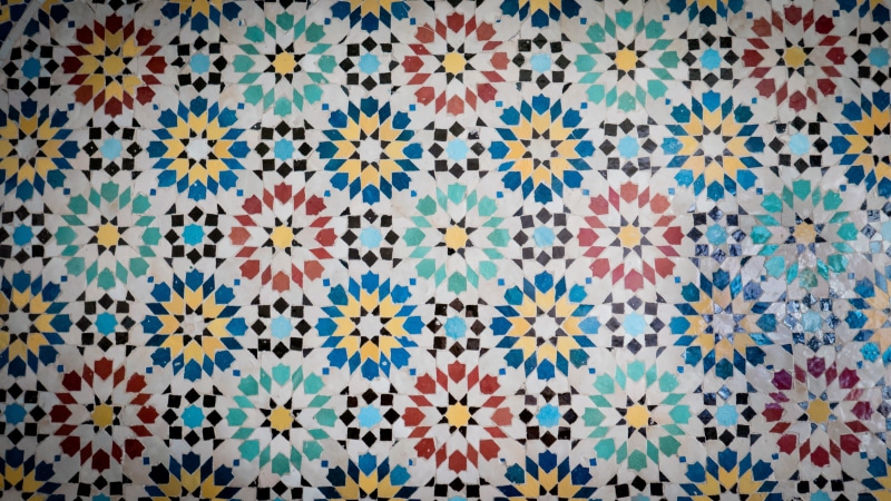 ceramic mosaic, art and craft equipment, flooring, textile, ceramic, wall, diamonds, no people, multi colored, textured, full frame, moroccan