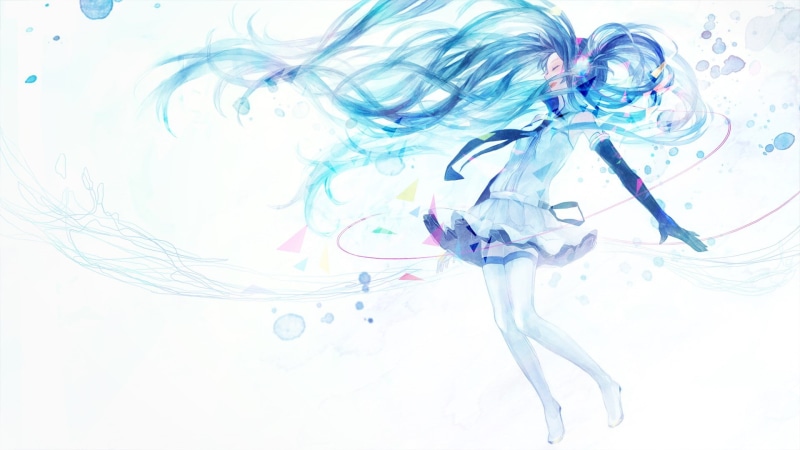 water, paint, art and craft, anime, close-up, anime girls, Vocaloid, flowing, 1080P, studio shot, nature, turquoise colored, ink, dissolving, digital composite