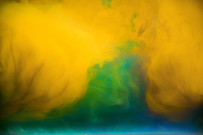 smog, changing form, decoration, acrylic, ink, mix, cloud, yellow, textured, studio shot, softness, no people, inspiration, paint, indoors, smoke - physical structure