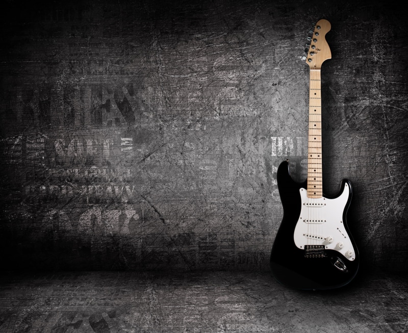 retro Styled, still life, blues Music, white, sound, close-up, musical Instrument, wall - building feature, guitarist, black, string Instrument, modern rock
