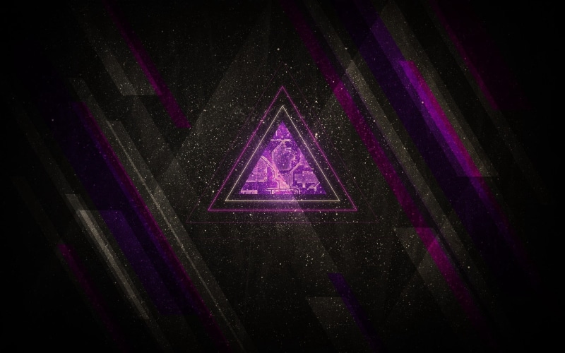 symbol, no people, pattern, computer Graphic, sign, triangular, creativity, minimalism, logo, red, purple, low angle view, star - space, black background
