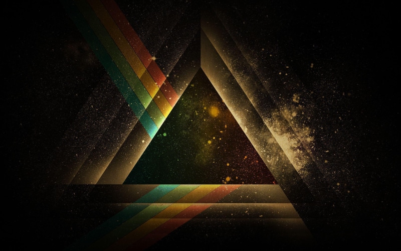 2560x1600, triangular, gray, star, 2K, red, black, gateway, decor, pyramidm triangle, space, digital art