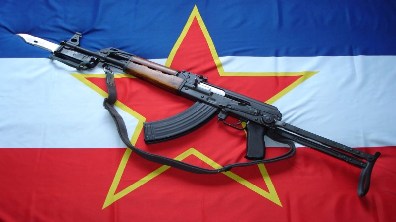 Yugoslavia, 1080P, conflict, bayonet, patriotism, weapons, red, weapon, brown, fighting, handgun, sport, flag, violence, gun, aggression, sign, assault