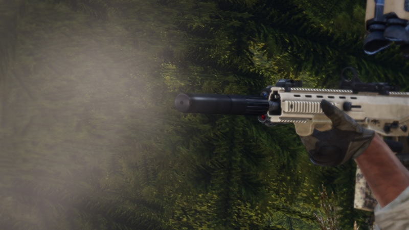 holding, army, real people, Arma 3, nature, shooting a weapon, human body part, day, chernarus, rifle, tree, outdoors, weapon, aiming, one person, men
