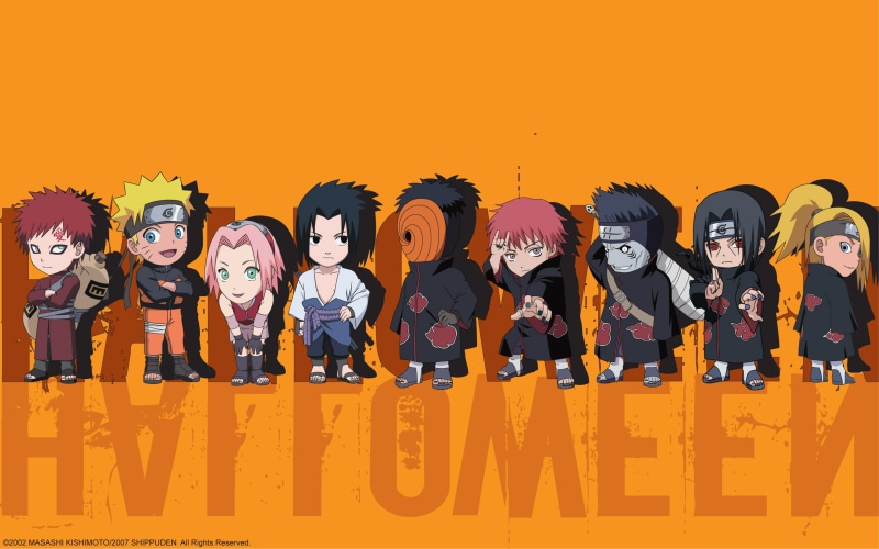 Sasori, backgrounds, human representation, orange color, orange background, 2K, boys, cheerful, togetherness, Sasuke, looking at camera, child, Deidara