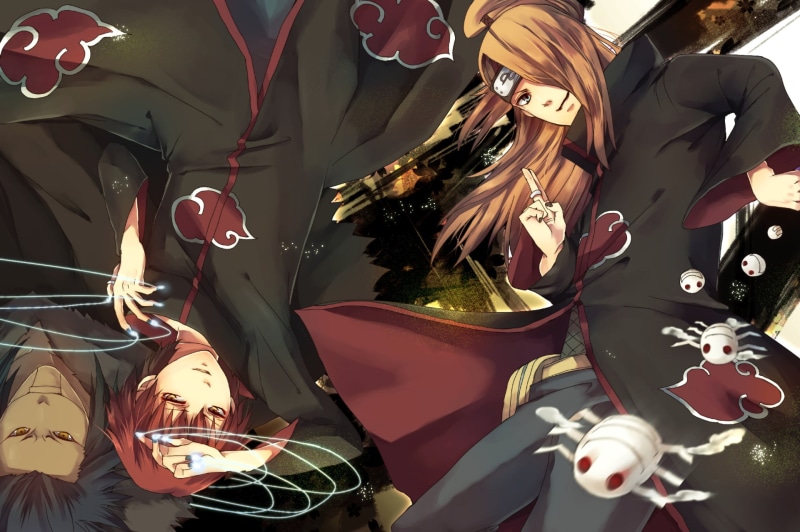 1080P, Akatsuki, Sasori, Naruto Shippuuden, anime, Deidara