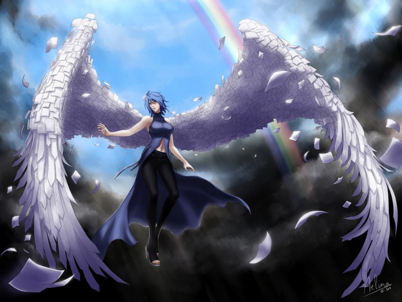 sea, underwater, Konan (Naruto), Naruto, beautiful, young Adult, fish, men, people, animal themes, fantasy, outdoors, dress, Woman, art and craft, event