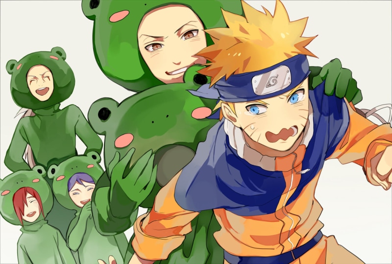 Anime, emotion, Naruto Uzumaki, art and craft, Jiraiya (Naruto), men, green color, people, creativity, smiling, sky, Konan (Naruto), 1080P, Nagato Uzumaki