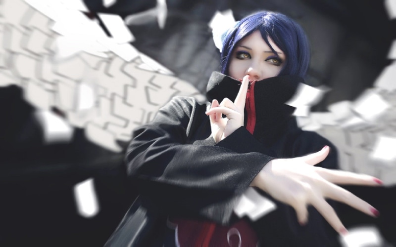 photography, Konan, beauty, paper, hairstyle, portrait, outdoors, focus on foreground, beautiful woman, leisure activity, women, 720P, lifestyles, Naruto Shippuuden