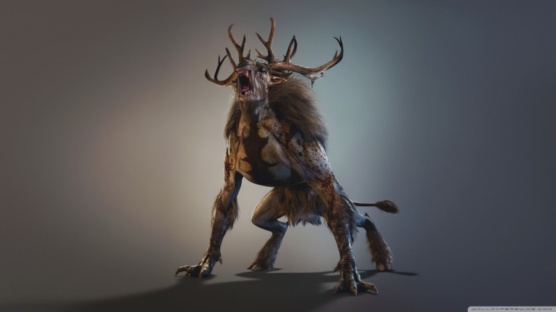 antler, mammal, animal representation, animal, 720P, vertebrate, mythical, one animal, representation, deer, Fiend, brown, horned, herbivorous, wall - building feature