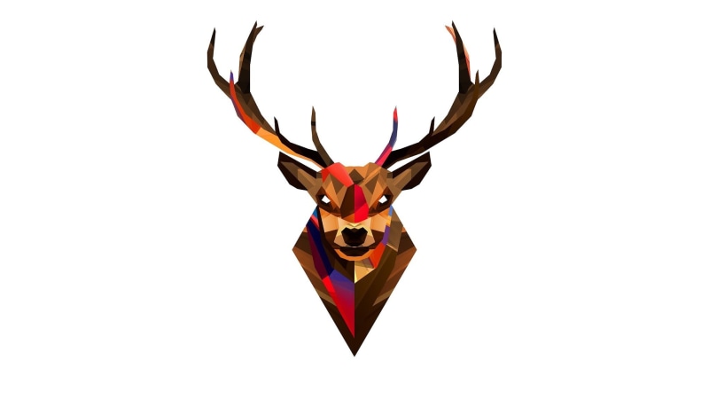 deer, digital art, one animal, close-up, antler, animal body part, simple background, single object, 1080P, animal wildlife, no people, animal representation