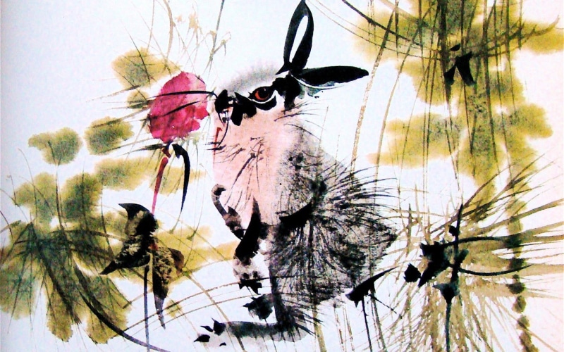 color Image, 720P, flower, decoration, illustration, flowering plant, painted Image, close-up, rabbit, taxidermy, animal representation, invertebrate