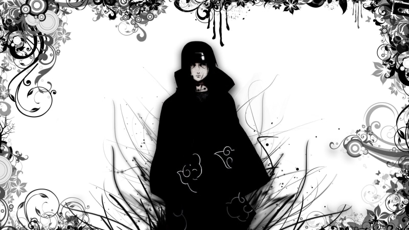 illustration, women, computer Graphic, naruto, females, teenage Girls, spirituality, black And White, long hair, girls, silhouette, black, back Lit, three quarter length