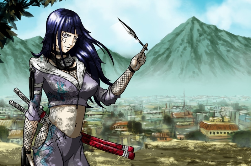 2K, manga, Konoha, artwork, anime, Naruto Shippuuden, Hyuuga Hinata