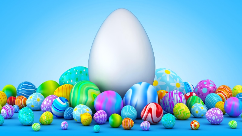 easter, large group of objects, celebration, blue, sky, variation, indulgence, egg, easter egg, no people, illustration, 5K, choice, food and drink, studio shot