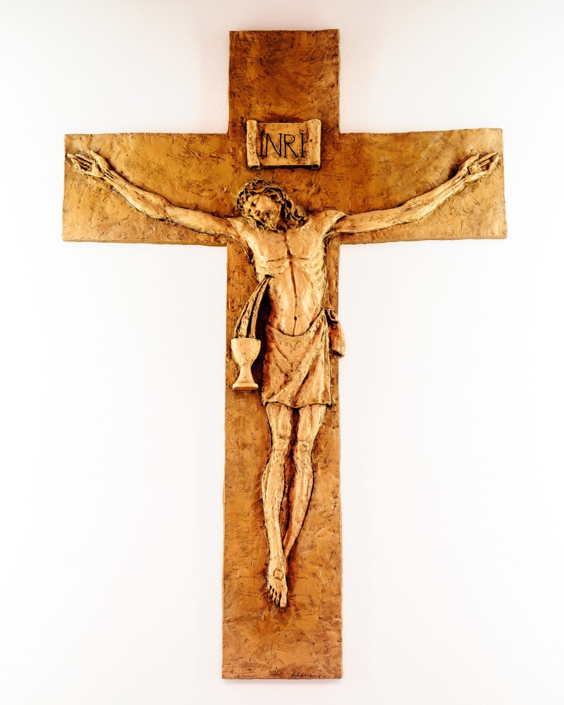 religion, white background, human representation, 2K, place of worship, history, belief, cross, catholic, wood - material, male likeness, studio shot