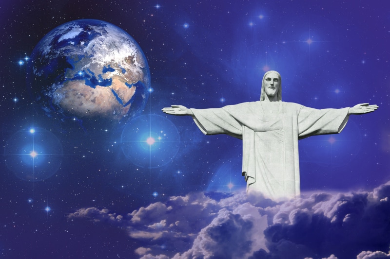 business, blue, planet - space, redeemer, hope, astronomy, human body part, digital composite, belief, faith, futuristic, christian, people, science, composing