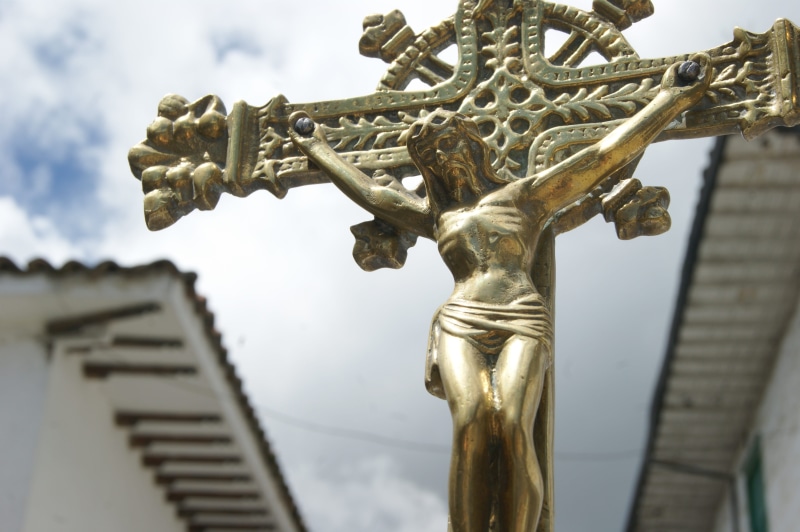 sky, human representation, crucifixion, spirit, christ, god, architecture, cloud - sky, no people, belief, crucifix, church, metal, close-up, catholic