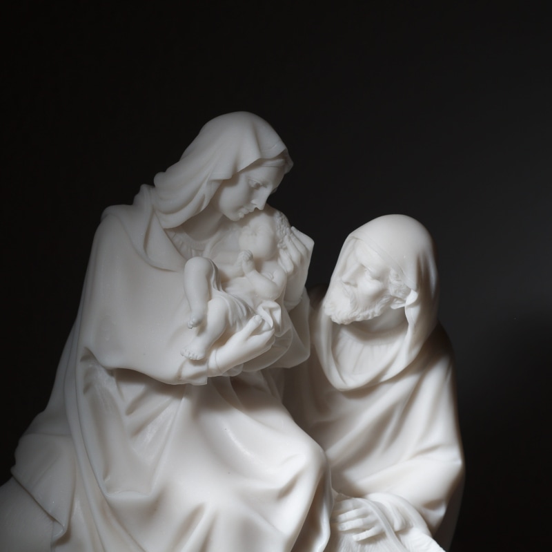 holy family, female likeness, art and craft, representation, mary, christ, creativity, joseph, black background, male likeness, catholic, religion, 2K