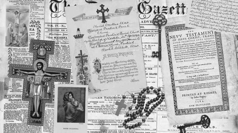 business, 1080P, musical note, monochrome, advertisement, the media, keys, text, holy rosary, black, western script, Jesus Christ, paper, art and craft