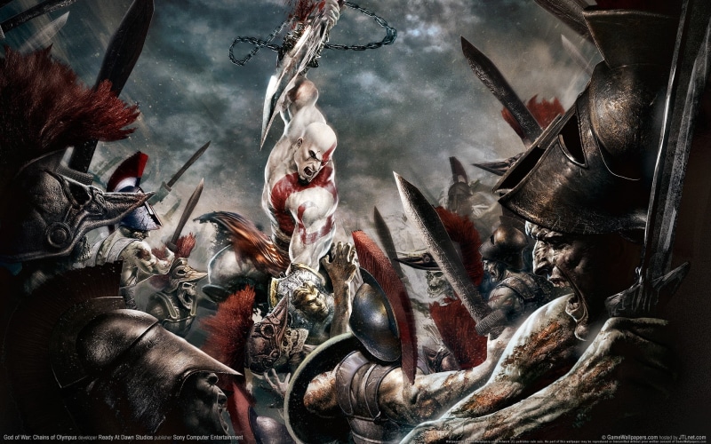 devil, battle, god, 1080P, fite, Chains, video, art, war, games, GOD OF WAR 2, olympus, God of War, hd