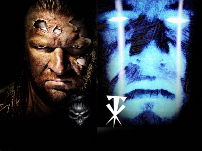 blue, undertaker, flaking, vs, skull, flaking skin, blue face, white eyes, wrestling, triple, art, sports, skin, h, hd, 480P, face