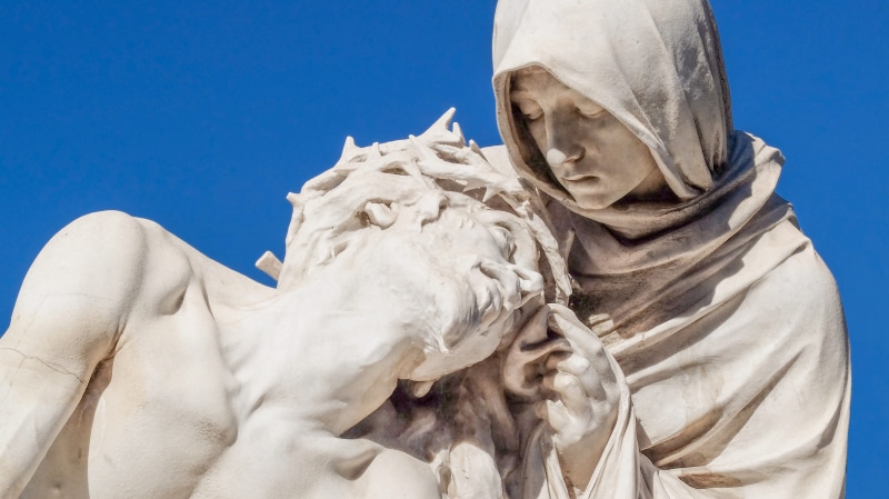 belief, marseille, clear sky, creativity, christ, male likeness, low angle view, angel, representation, no people, pieta, passion, art and craft, statue