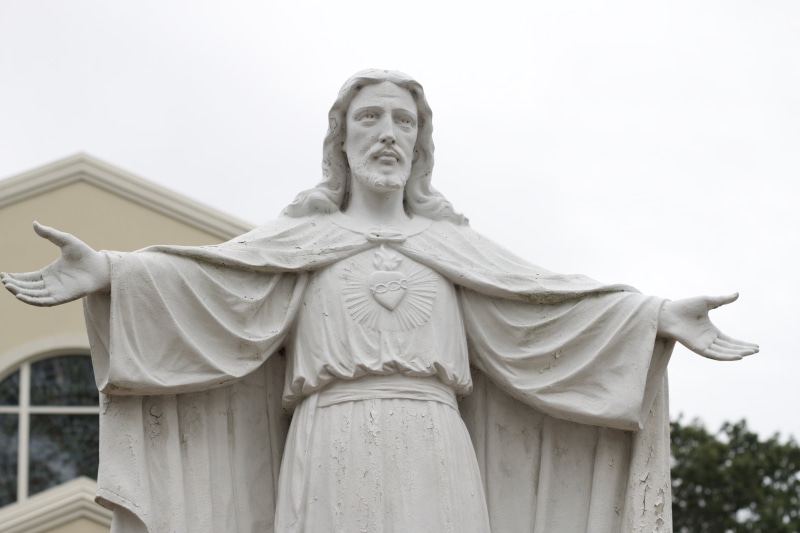 spirituality, sculpture, holy, nature, human representation, belief, famous Place, faith, concrete, cross, statue, low angle view, spiritual, christian