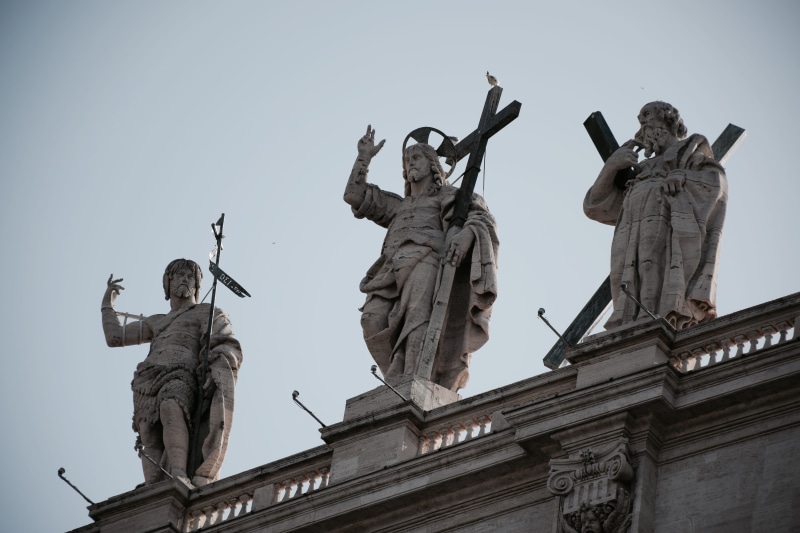 nature, statue, memorial, architecture, jesus, the past, no people, vatican, history, rome, human representation, sky, representation, clear sky, day, st peters square