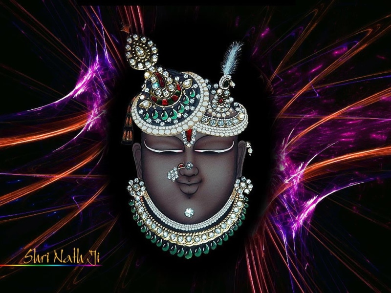 celebration, wealth, 480P, no people, disguise, Lord Shrinathji, god shreenathji, multi colored, indoors, low angle view, shreenathji, lighting equipment