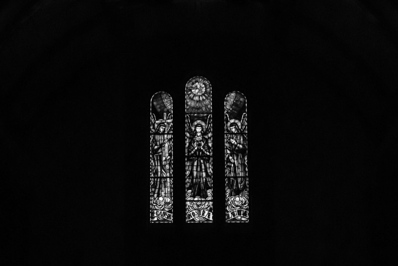 glazier, pattern, nature, single object, day, black background, no people, church, indoors, low angle view, the past, religion, copy space, studio shot