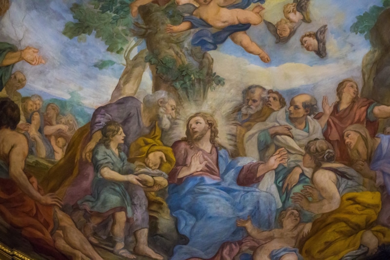 miracle, child, family, female likeness, group of people, paintings, mural, christian, painting, fine art painting, scene, human representation, rome, andrew