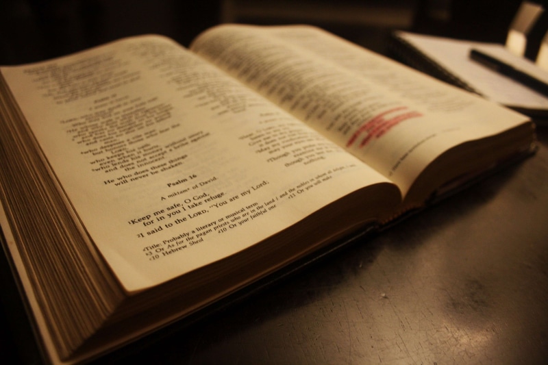 studio shot, high angle view, no people, close-up, religion, publication, spirit, religious, literature, open, christian, christianity, read, book, school