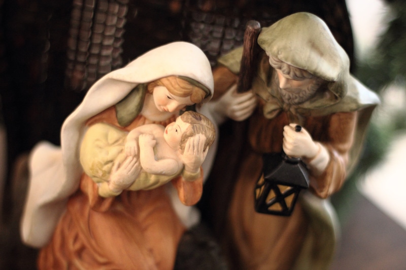 mary, mature men, people, men, two people, joseph, night, religion, daughter, clothing, jesus, baby, adult, nativity, mature women, casual clothing, emotion
