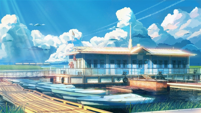 building, window, outdoors, sky, nautical vessel, Everlasting Summer, dock, no people, architecture, reflection, city, digital composite, illuminated, nature