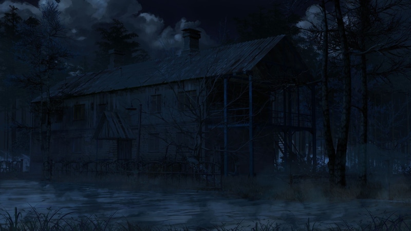 water, 1080P, plant, building, built structure, old, night, Everlasting Summer, tree, nature, bare tree, outdoors, house, ArseniXC, no people, digital composite