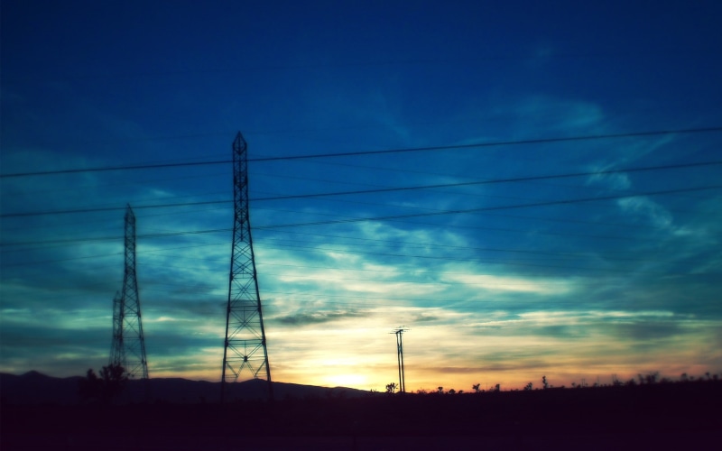 no people, cable, cloud - sky, electricity, digital art, power line, low angle view, blue, silhouette, utility pole, outdoors, telephone line, electricity pylon
