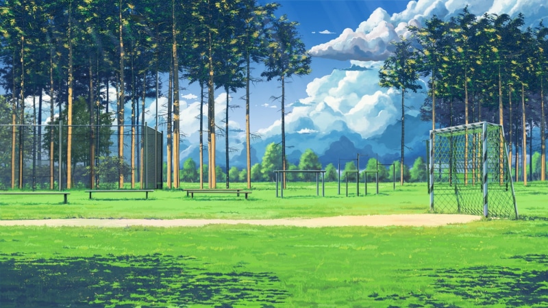 tranquil scene, artwork, tranquility, sport, field, green color, idyllic, no people, Soccer Field, day, landscape, clouds, tree, green, ArseniXC, sunlight