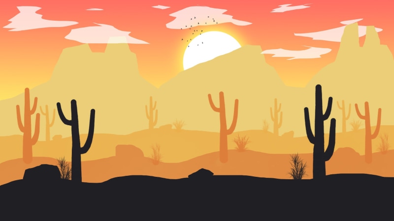 real people, arms raised, Firewatch, desert, communication, rocks, sunset, outdoors, grass, gesturing, Photoshop, landscape, orange color, Sun, nature